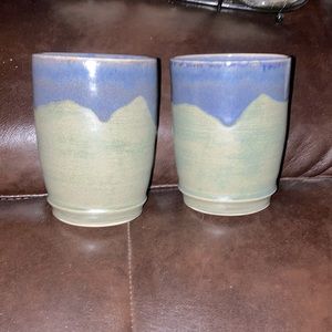 Handmade pottery mugs, set